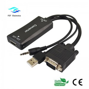 Разъем VGA для HDMI, женский + Аудио + USB блок питания Код: FEF-HIC-011